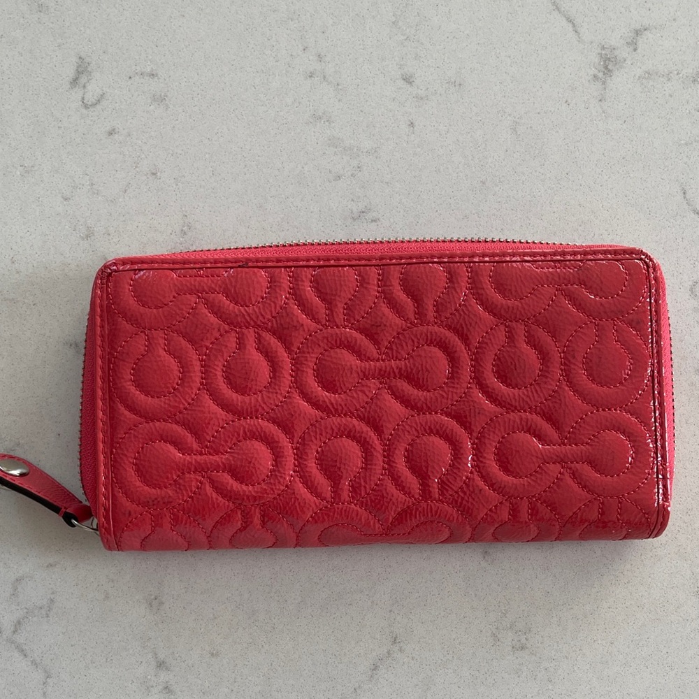Coach patent leather quilted wallet